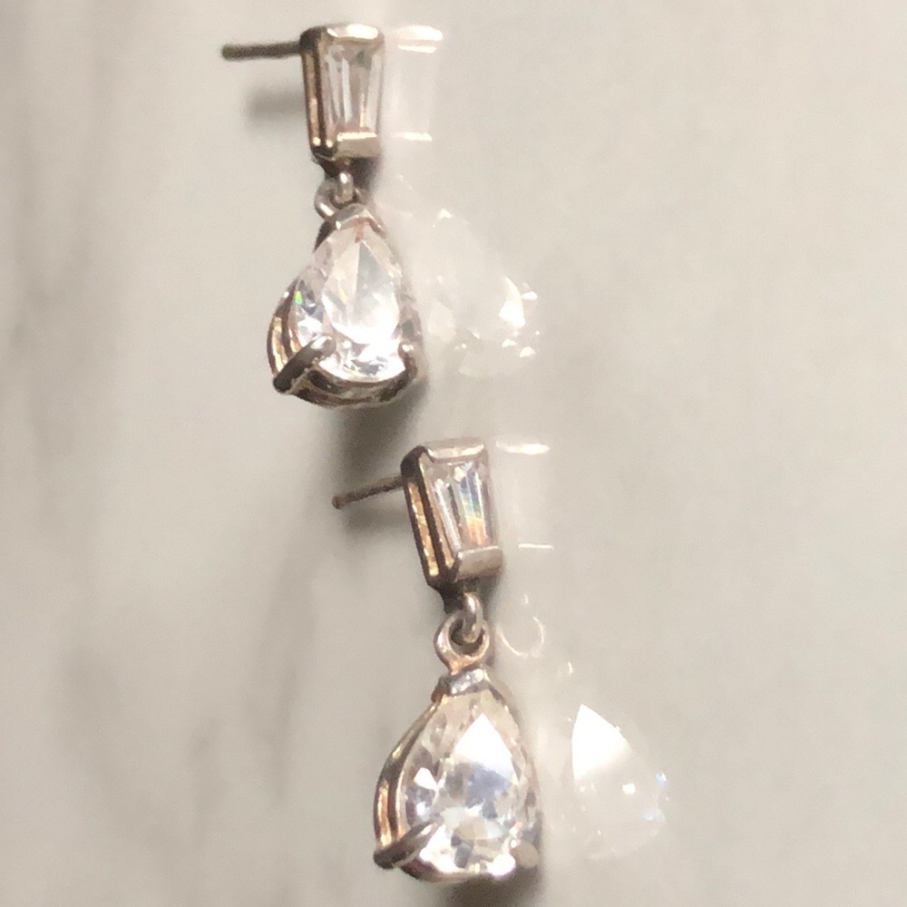 Cubic‎ zirconia sterling silver drop earrings
